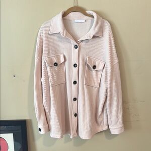 Ces Femme Cream Utility Jacket with Collared Neckline